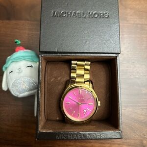 Michael Kors Women's Pink Dial Goldtone Watch MK-5801